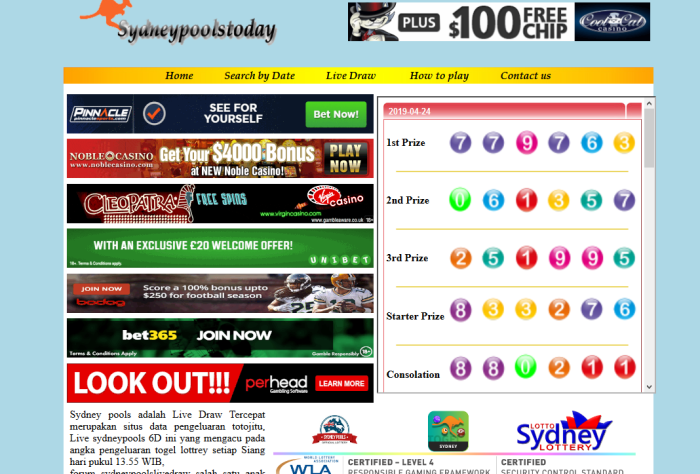 CHUTOGEL - Kenali Jenis Taruhan di Sydney Pools